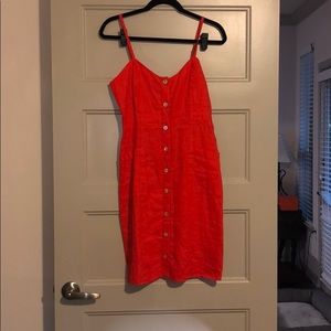 Red button down dress